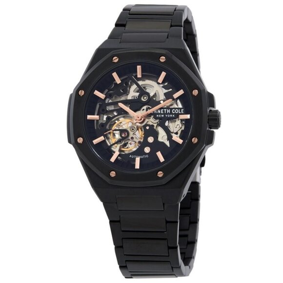 NWT Authentic Kenneth Cole New York Automatic Skeleton Octagonal Men's Watch - Picture 1 of 3